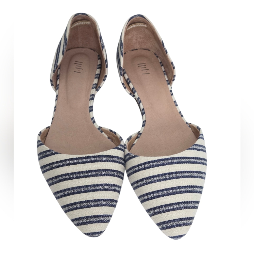 JJILL D’ORSAY POINTED FLATS White Blue Stripes Sz 8.5 Striped - Picture 2 of 12